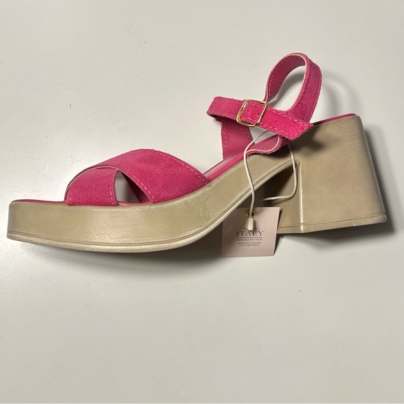 Women Fuchsia Heeled Sandals Size 40 - Picture 3 of 5